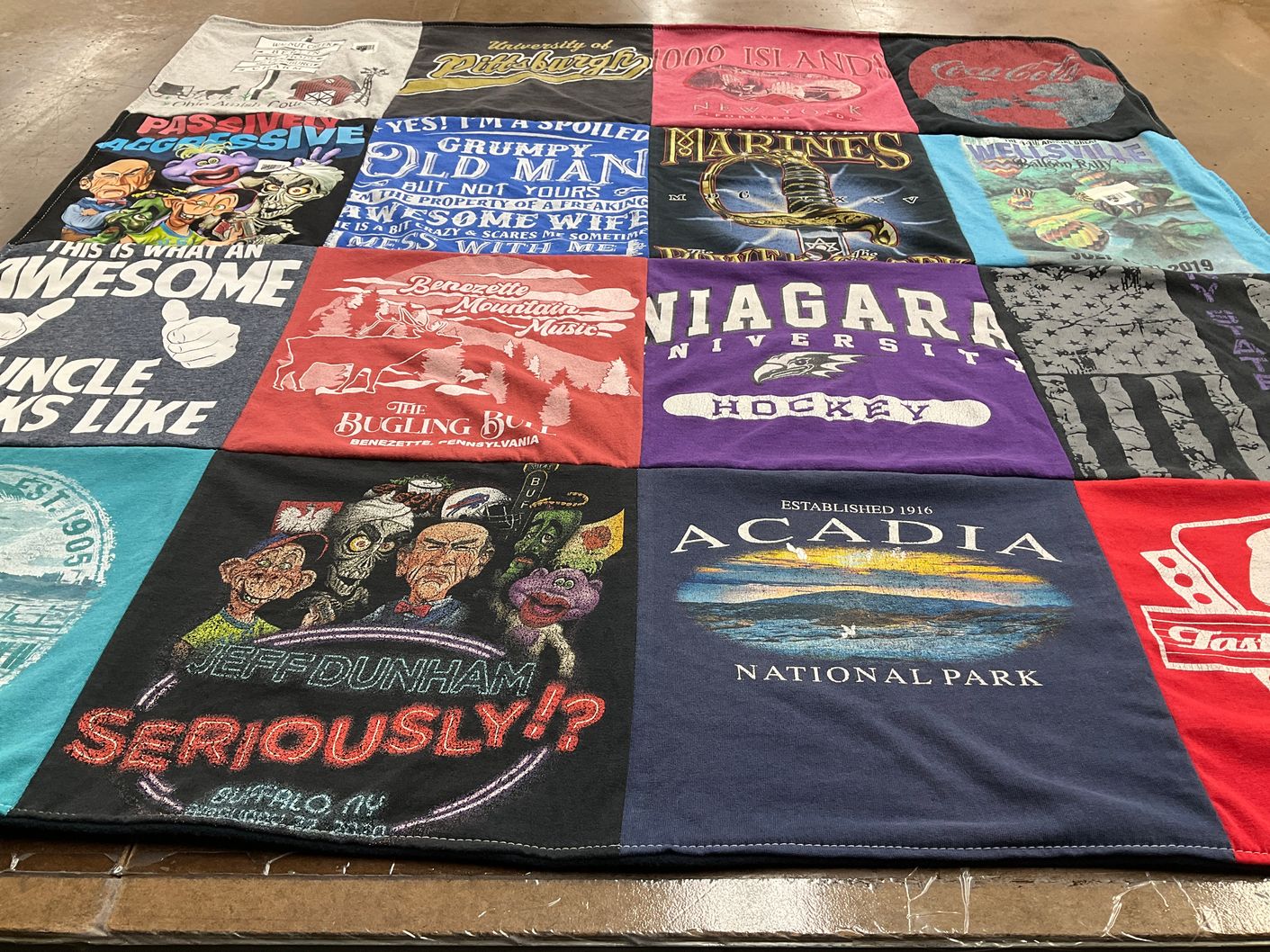 T-shirt quilt from niagara university by Lona from NY