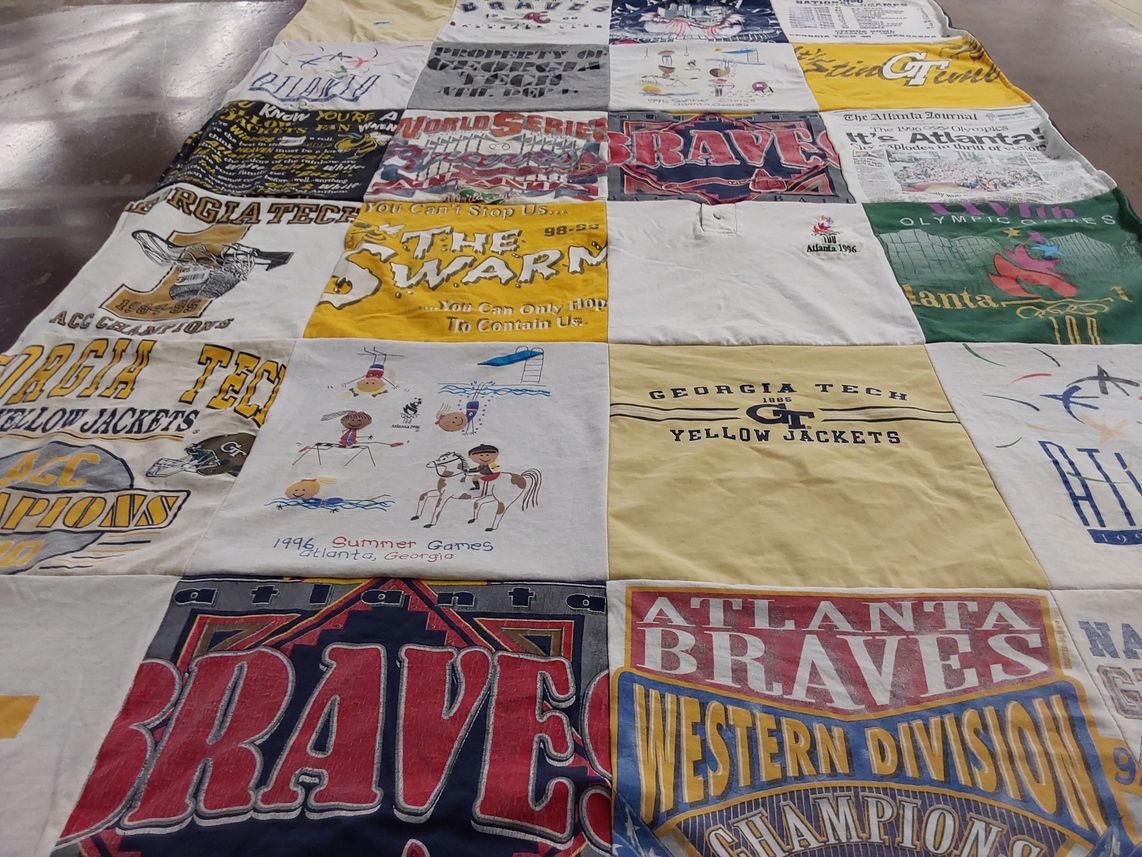 T-shirt quilt featuring atlanta braves, georgia tech yellow jackets by Melinda from GA