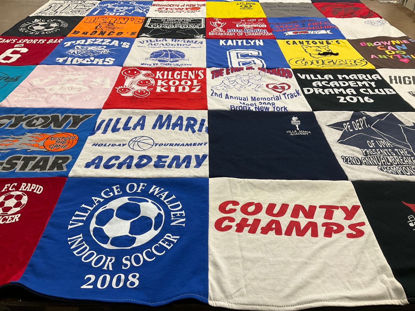 T-shirt quilt from villa maria academy by Blanca from NY