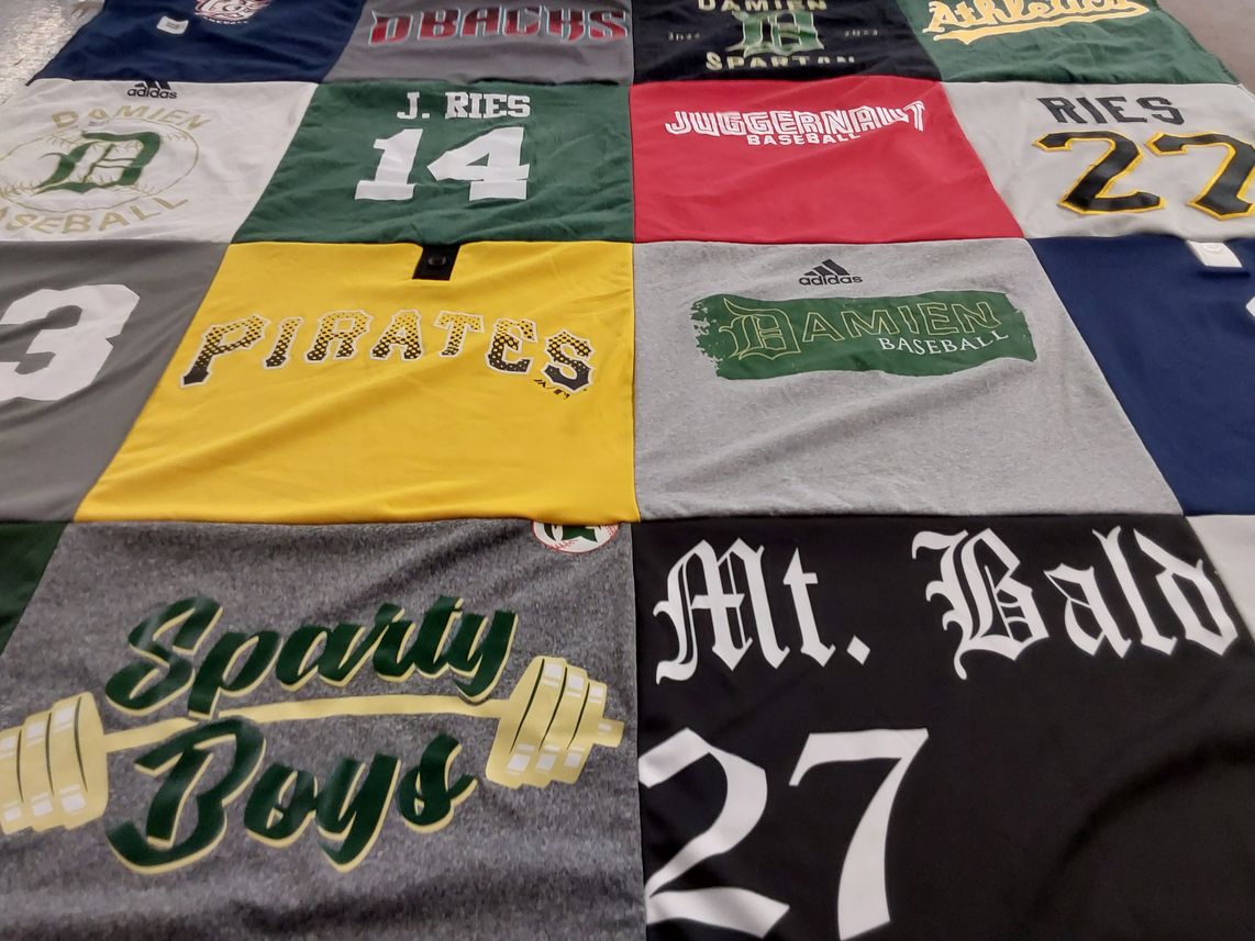 T-shirt quilt featuring pirates baseball by Sara from CA