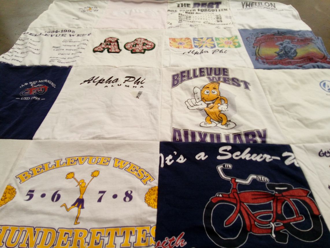T-shirt quilt from bellevue west high school by Melody from MO