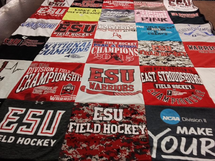T-shirt quilt featuring east stroudsburg university field hockey, east stroudsburg warriors by Karisa from NJ
