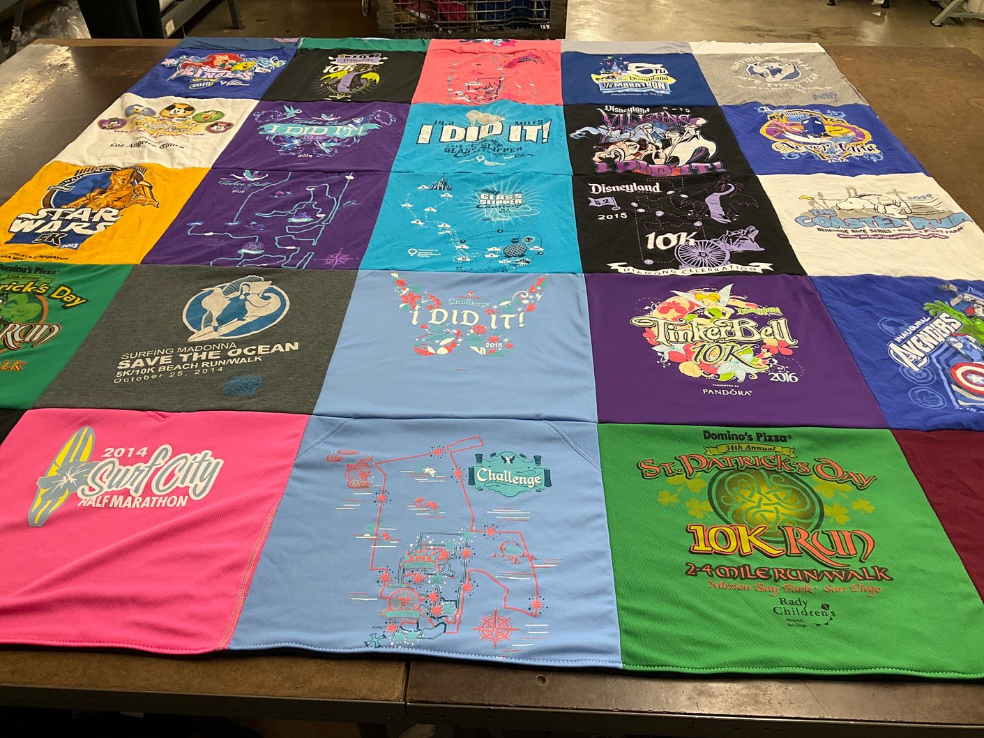 T-shirt quilt with running, marathons themes by Shawndee from CA