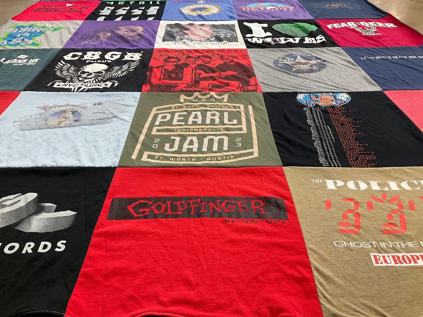 T-shirt quilt with music, bands themes by Jason from MN
