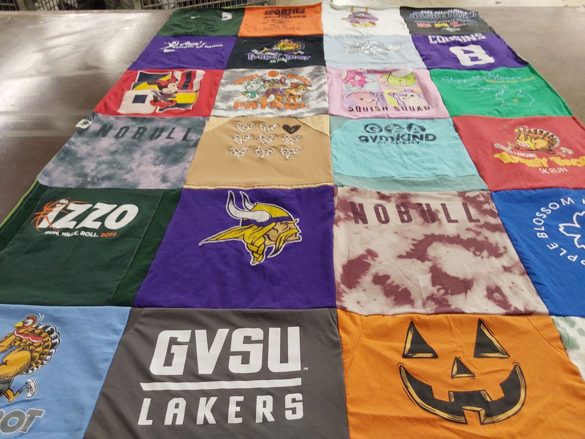 T-shirt quilt featuring grand valley state university lakers by Caley from MI
