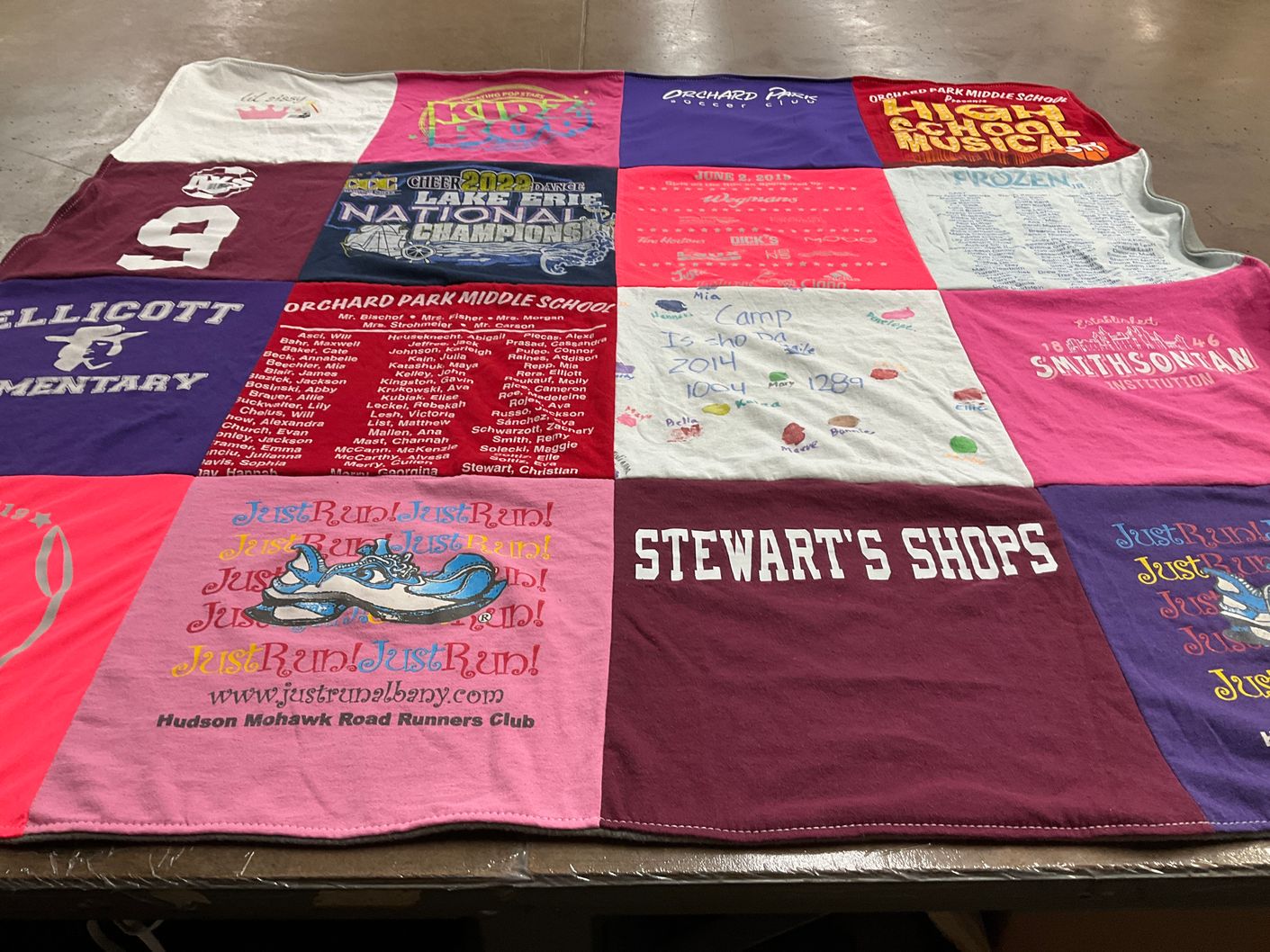 T-shirt quilt from orchard park middle school by Helen from NY
