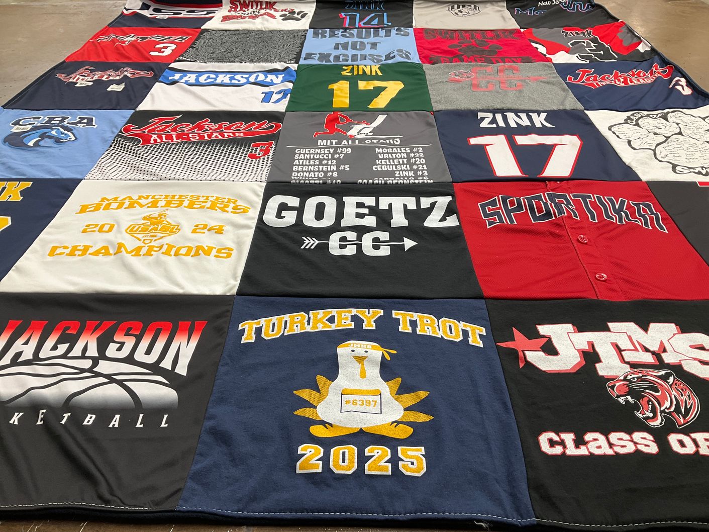 T-shirt quilt from jackson high school, cba by Katie from NJ