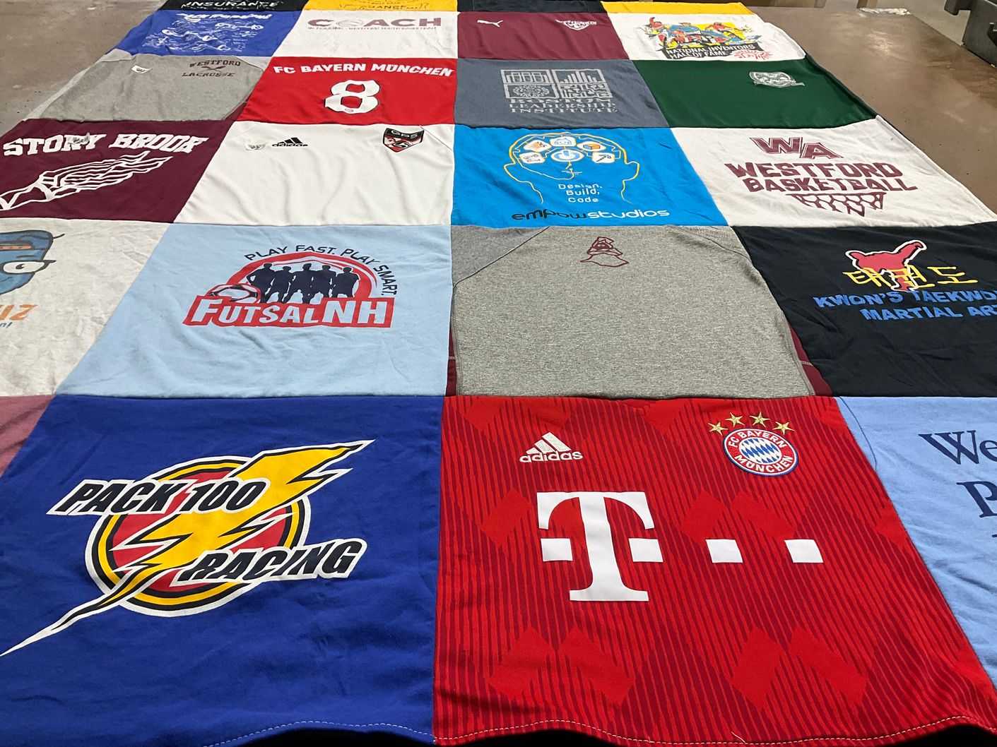 T-shirt quilt featuring fc bayern munchen by Alison from MA