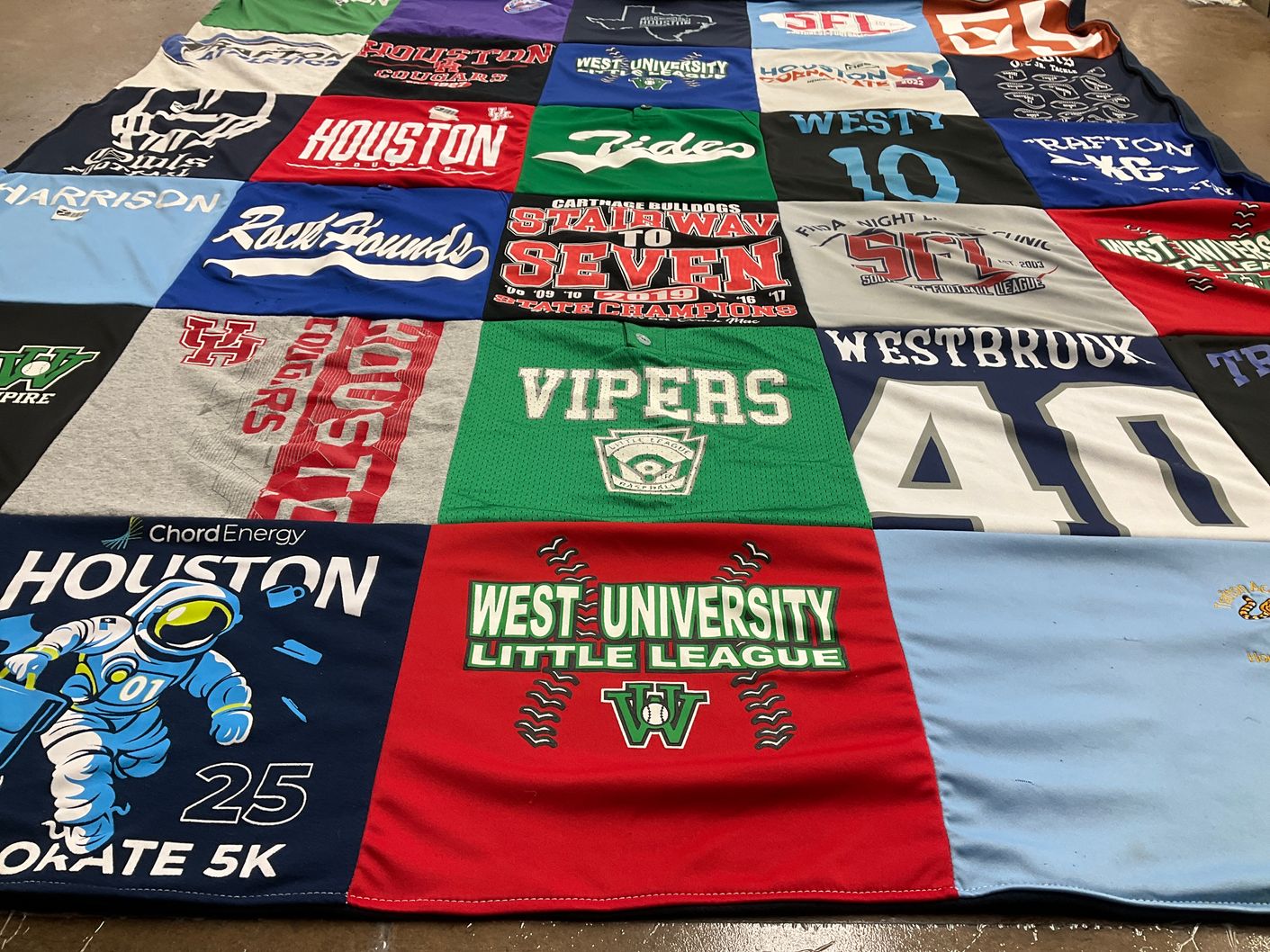 T-shirt quilt featuring houston cougars, west university little league by Traci from SC