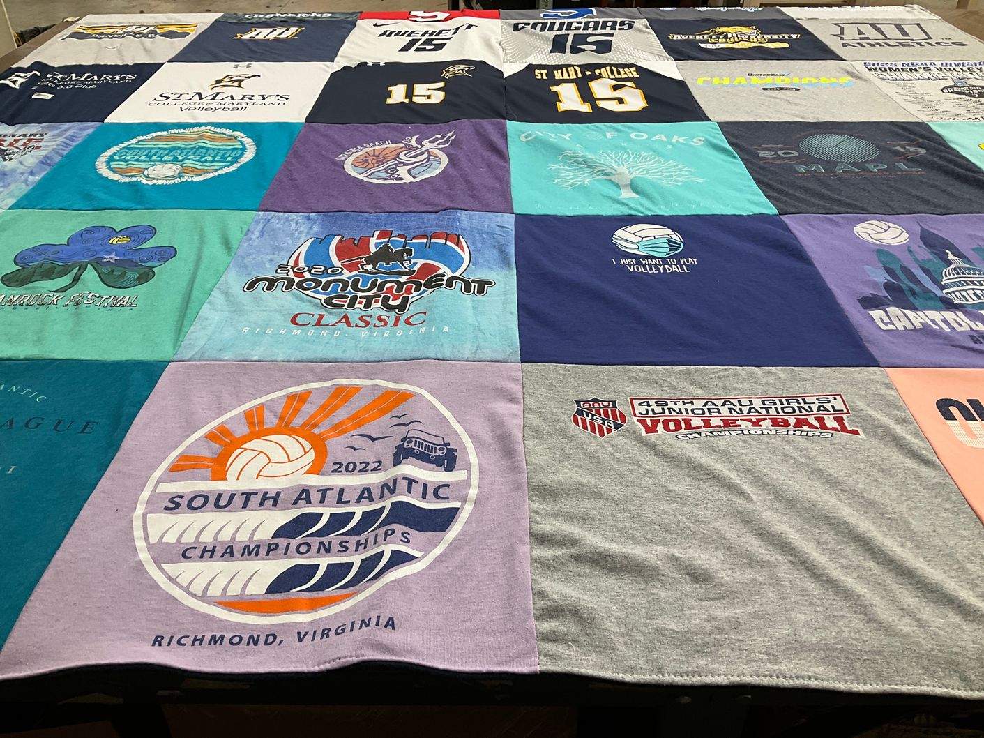 T-shirt quilt featuring st mary's college cougars by Tiffany from VA