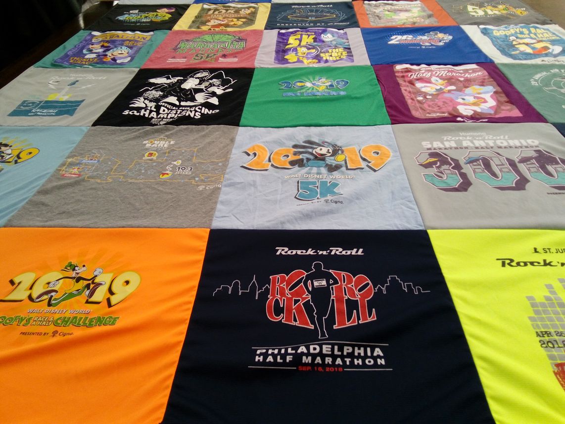 T-shirt quilt with running, marathons themes by Matthew from MA