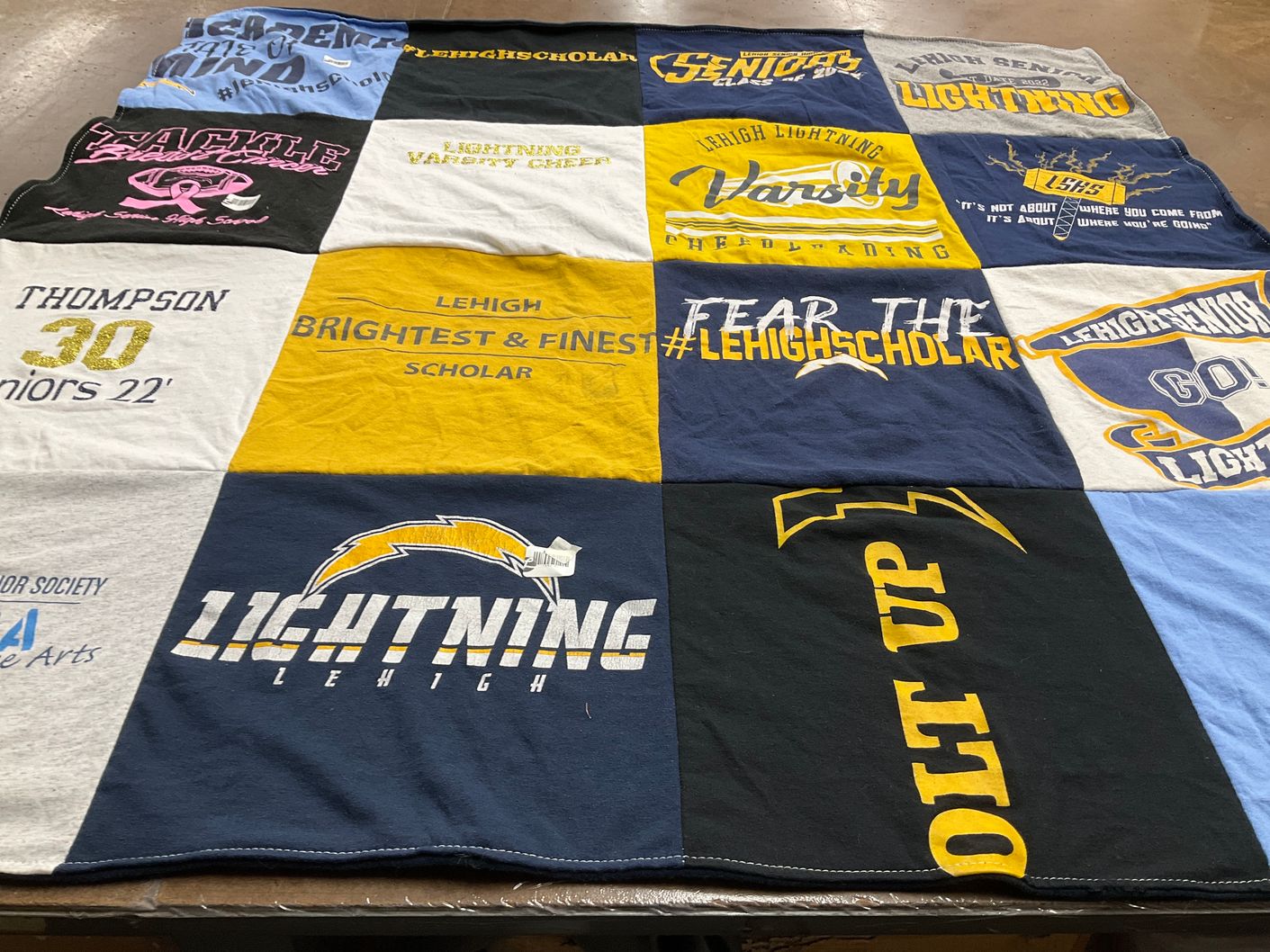 T-shirt quilt featuring lehigh lightning by April from FL
