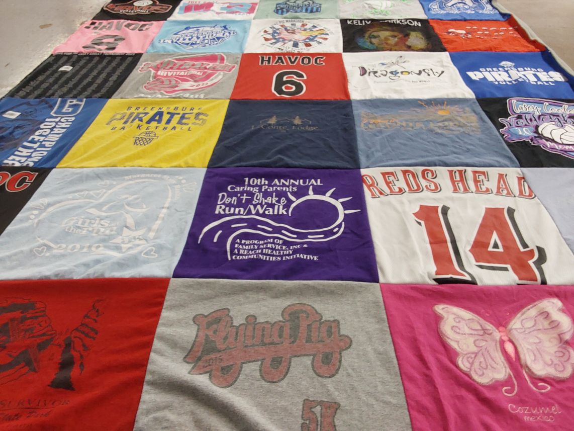 T-shirt quilt featuring green burg pirates basketball by Jessica from IN