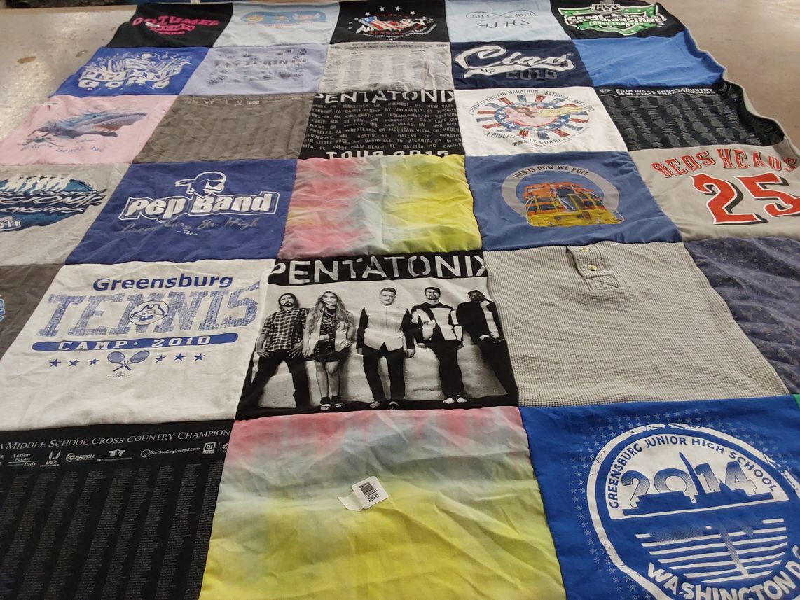 T-shirt quilt from greensburg junior high school by Jessica from IN