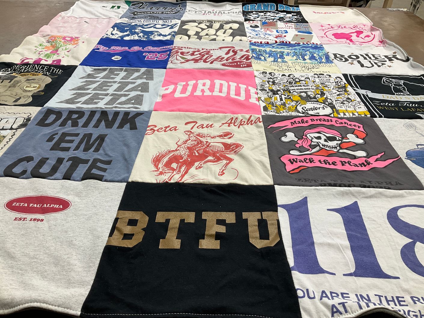 T-shirt quilt from purdue university by Glenda from IN