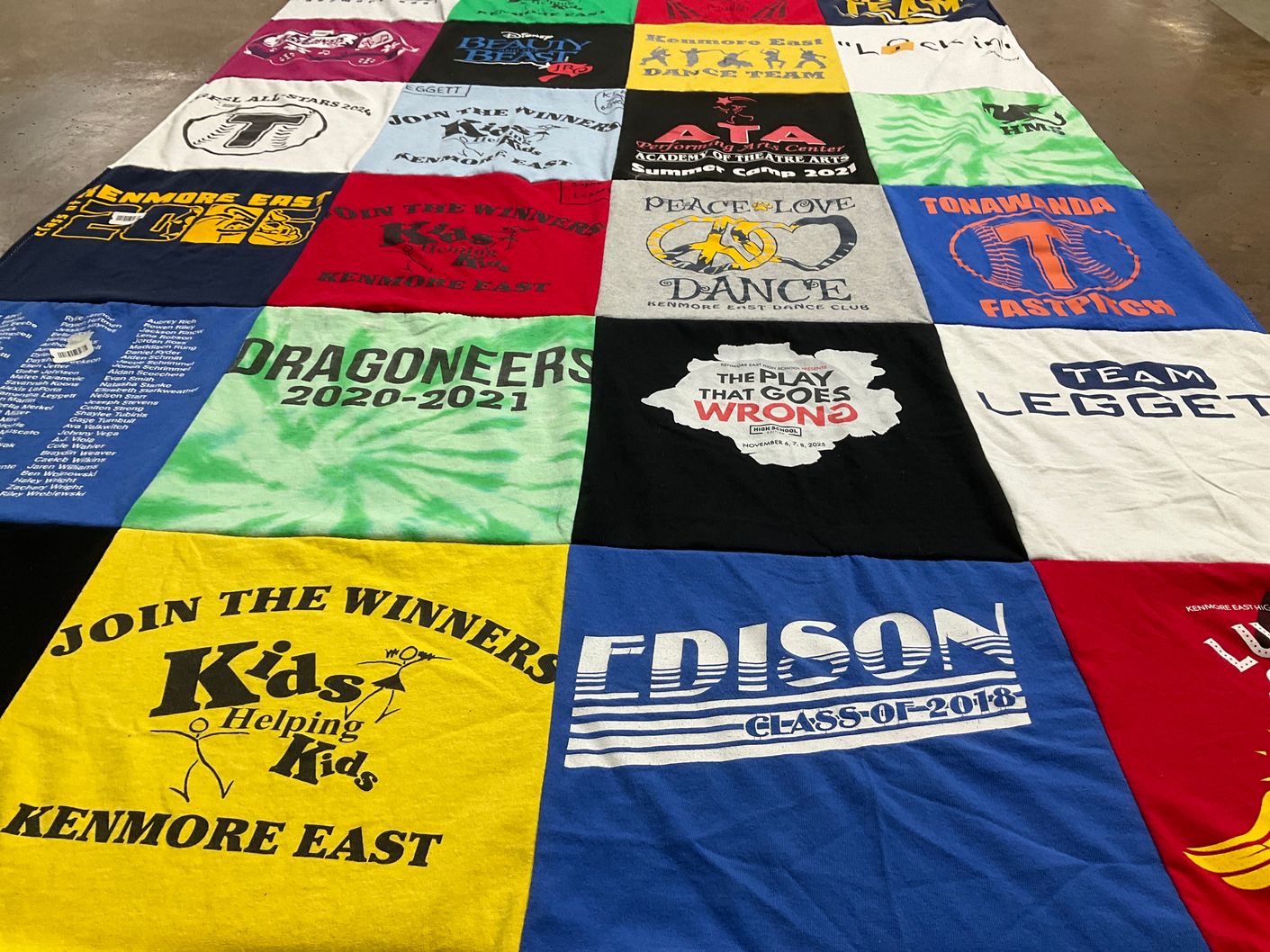 T-shirt quilt featuring tonawanda fastpitch, dragoneers by kind from NY