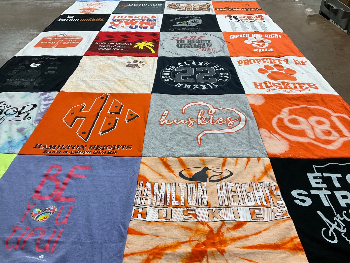 T-shirt quilt featuring hamilton heights huskies by Emili from IN