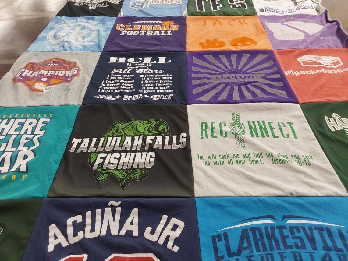 T-shirt quilt from clemson university, clarkesville elementary by Kathy from GA