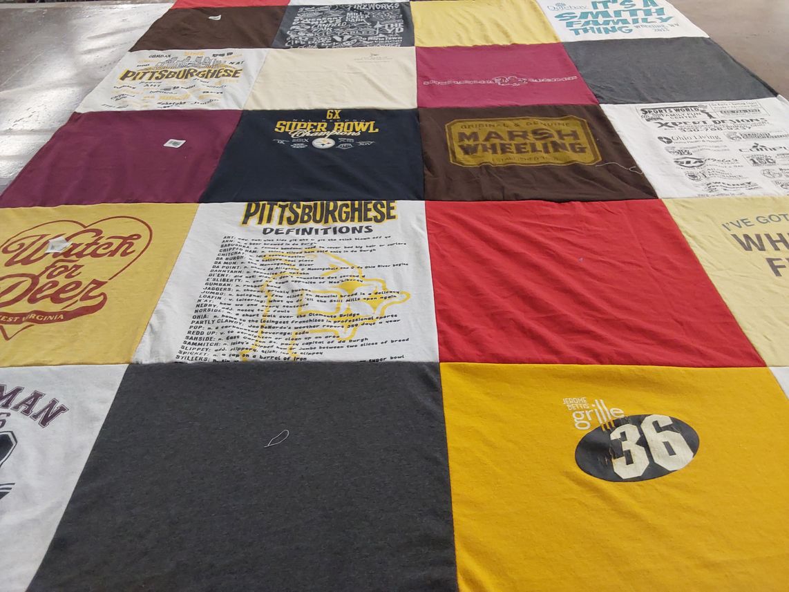 T-shirt quilt with pittsburgh, football themes by Sandra from SC
