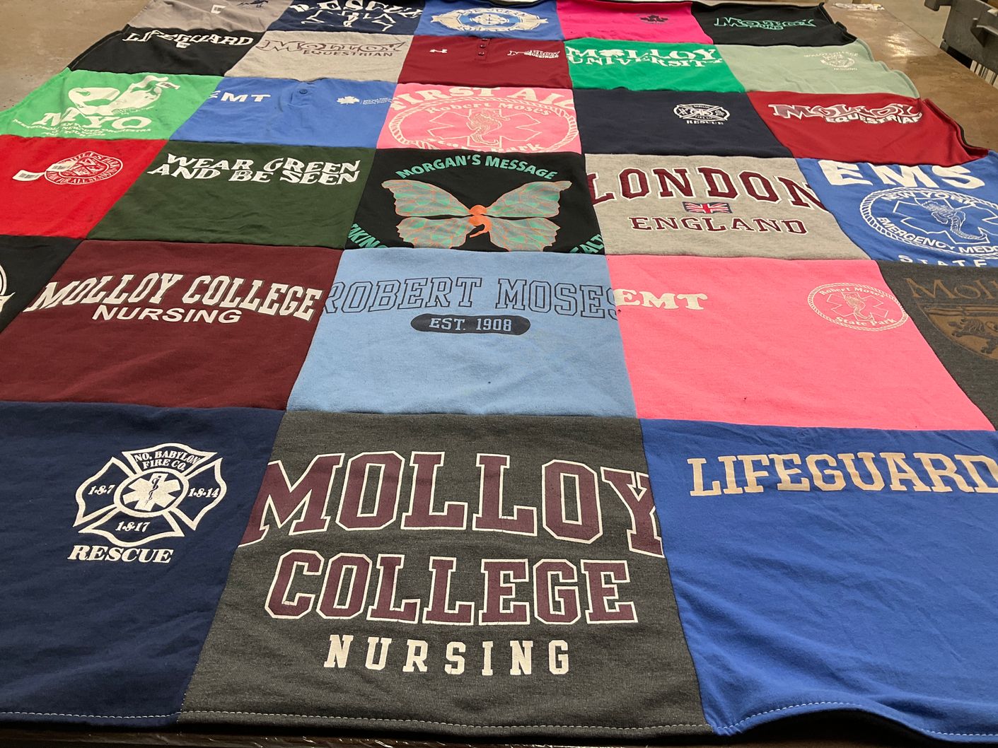 T-shirt quilt from molloy college by Maria from NY