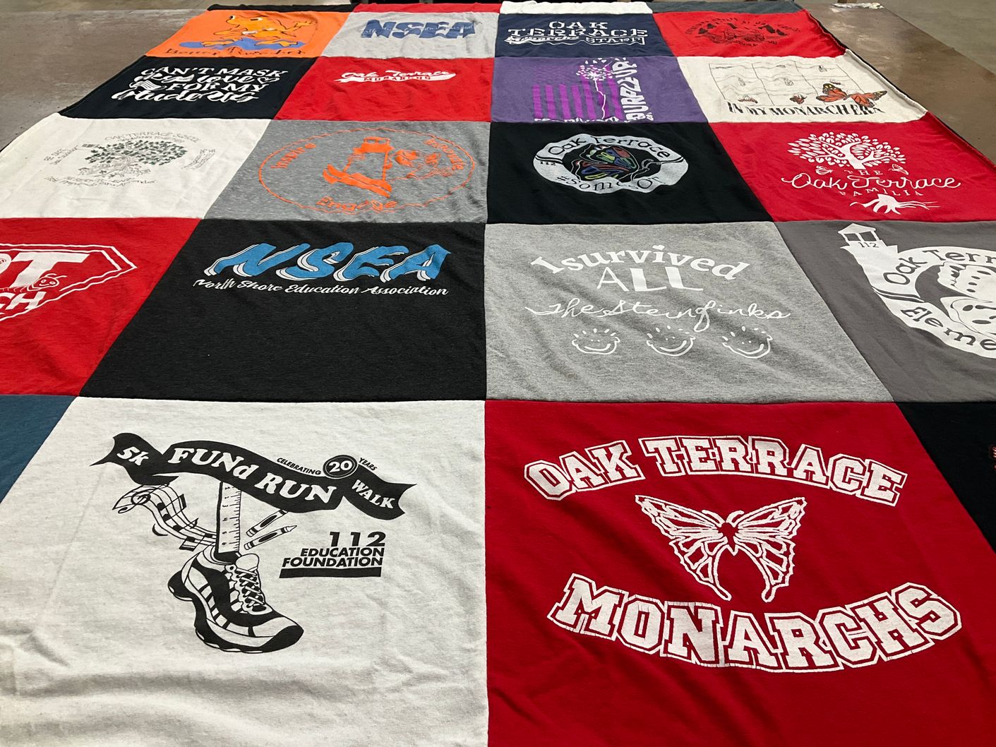 T-shirt quilt featuring oak terrace monarchs by Susan from IL