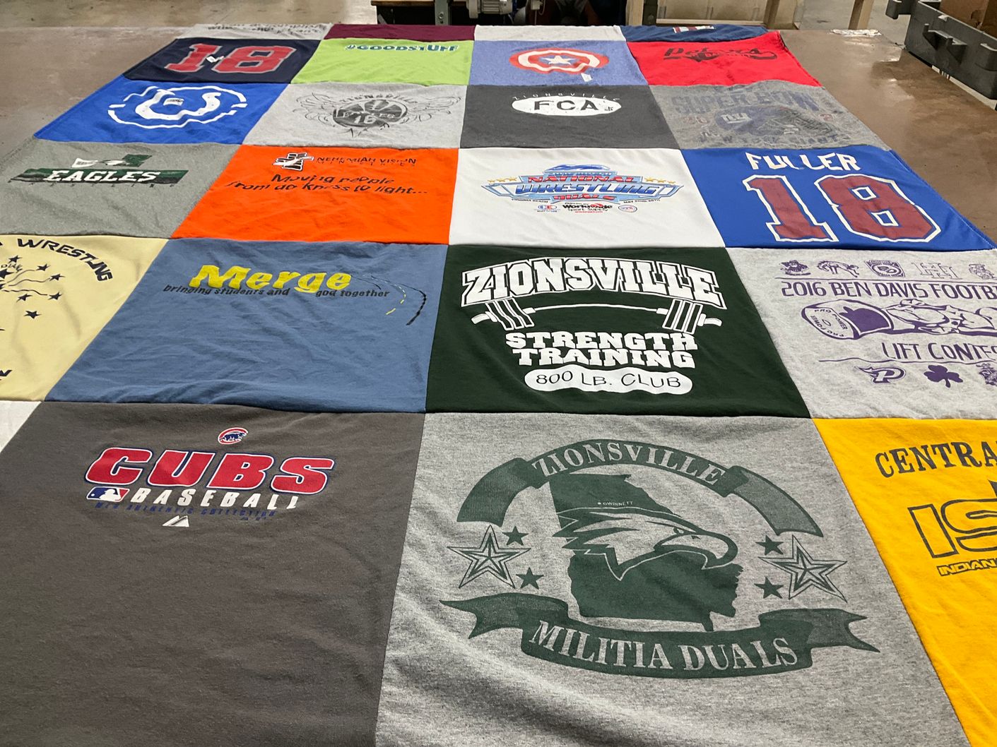 T-shirt quilt featuring ben davis high school football, zionsville high school wrestling by Connie from TX