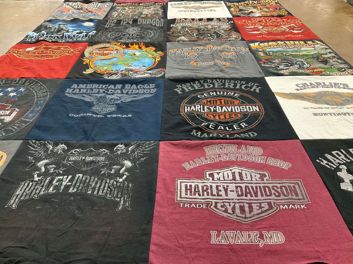 T-shirt quilt with motorcycles, biking themes by TONY from VA