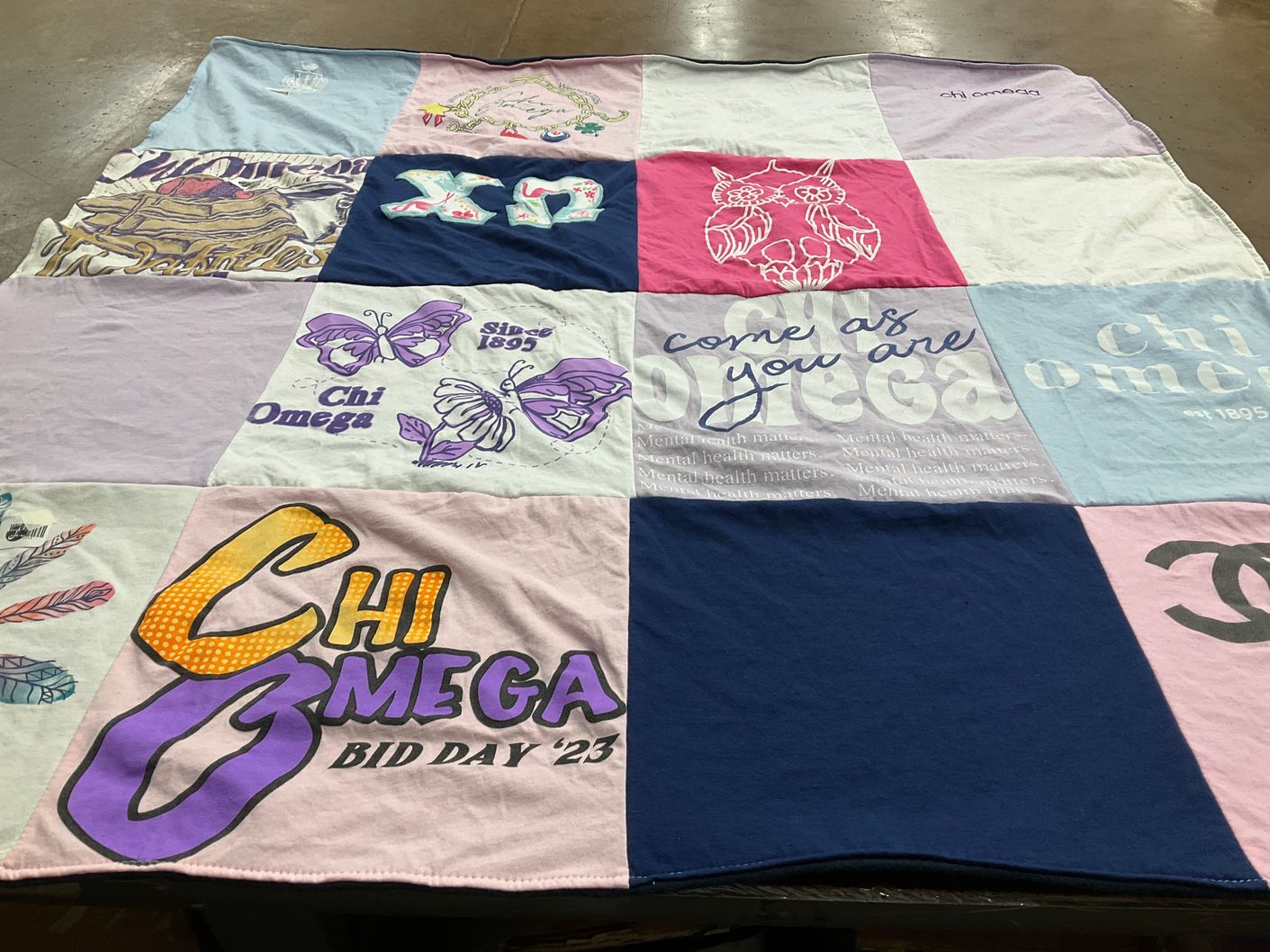 T-shirt quilt with sorority, sisterhood themes by Madelyn from IL