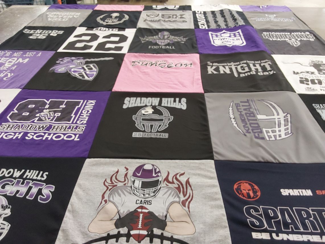 T-shirt quilt featuring shadow hills knights football by Julie from CA