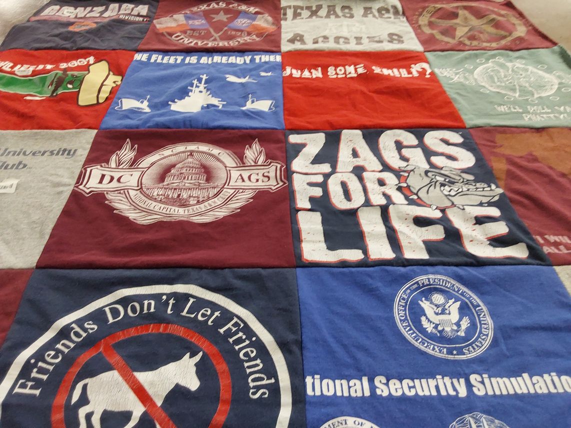 T-shirt quilt featuring aggies, zag by Kimberly from TX