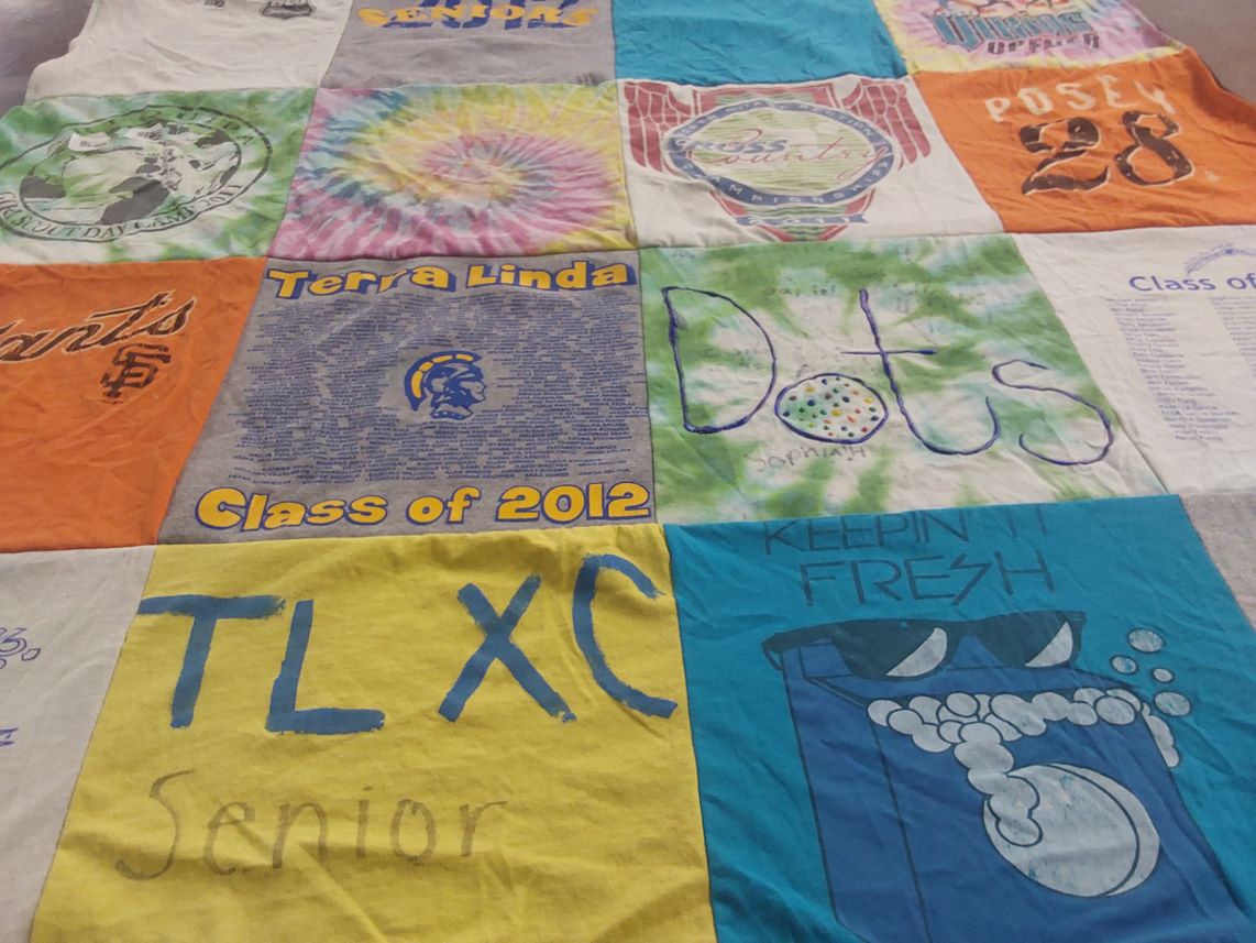 T-shirt quilt featuring terra linda high school xc by Paula from CA