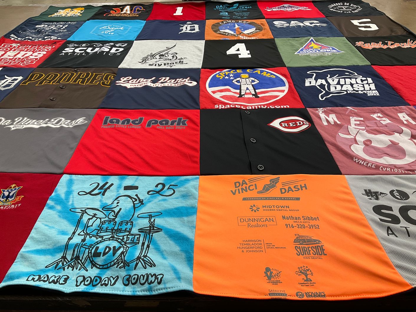 T-shirt quilt featuring padres by Nita from CA