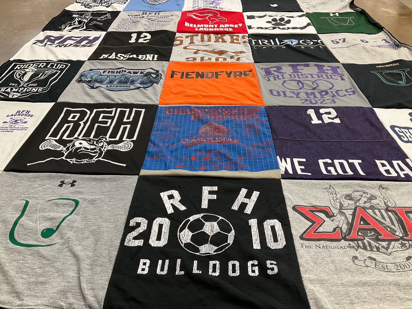 T-shirt quilt featuring rumson fair haven regional high school lacrosse by Dawn from NJ