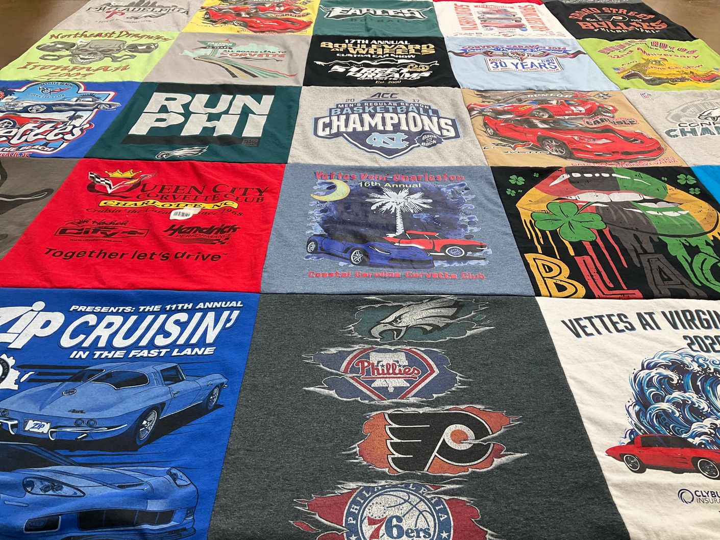 T-shirt quilt featuring philadelphia eagles, philadelphia phillies by Michael from VA