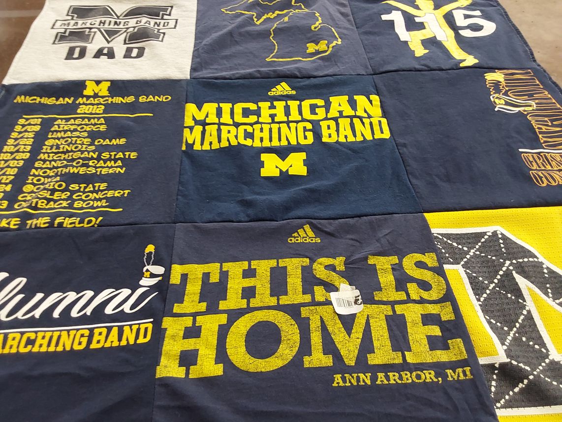 T-shirt quilt from university of michigan by Naomi from CA