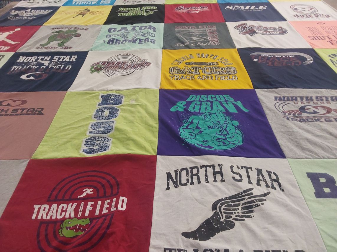 T-shirt quilt featuring lincoln north star gators track and field by Leann from NE