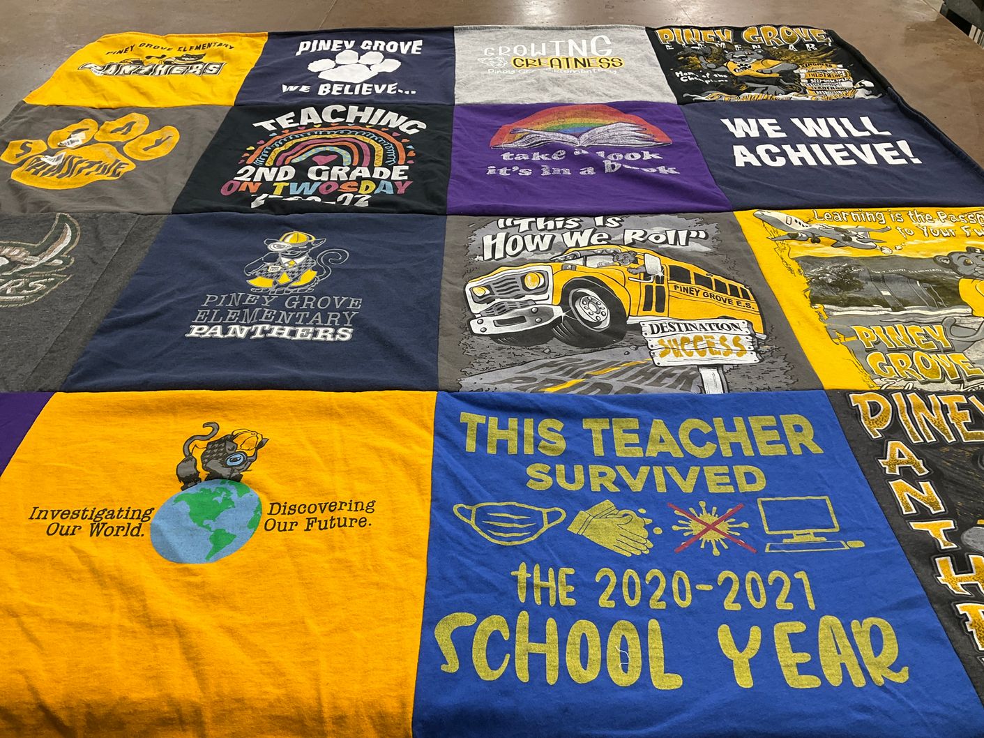 T-shirt quilt featuring piney grove panthers by Pamela from NC