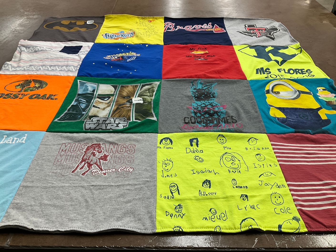 T-shirt quilt featuring braves, texas tech university by Ashley from TX