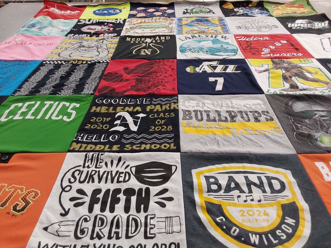 T-shirt quilt featuring celtics, bullpups by Robyn from TX