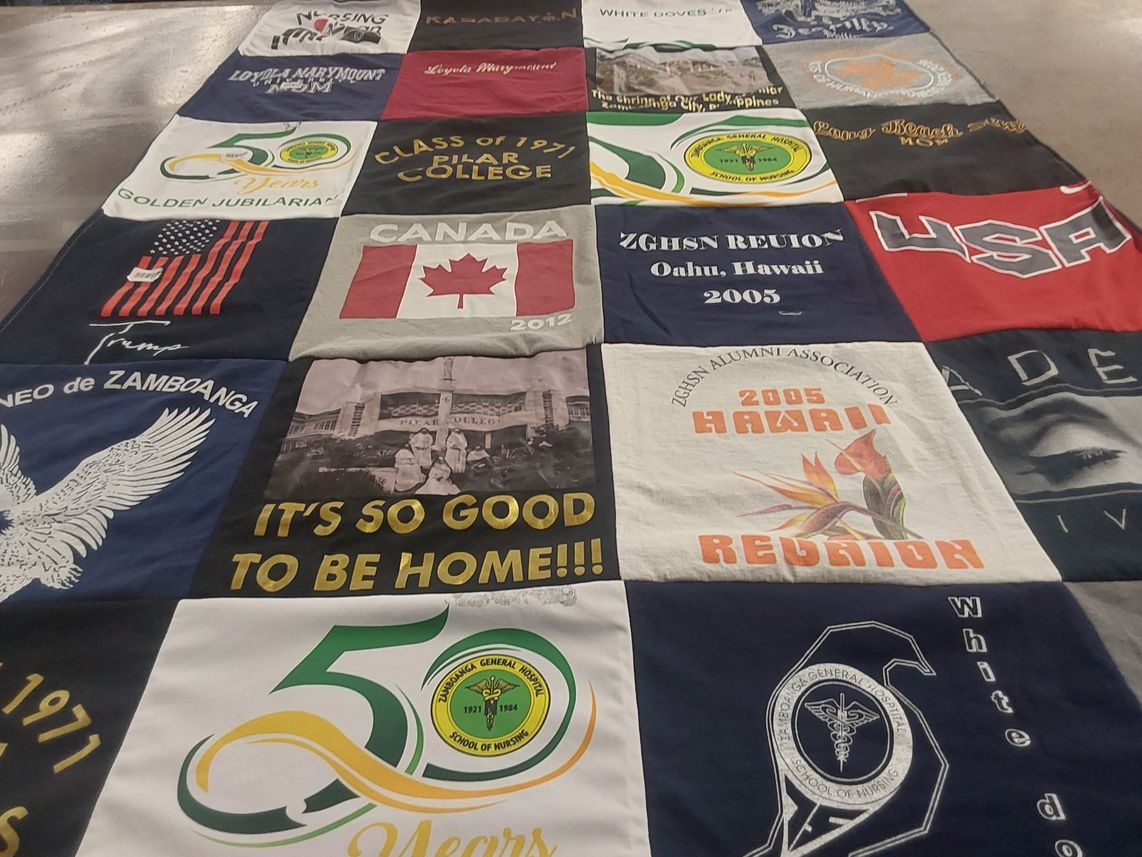 T-shirt quilt from pilar college by Cynthia from CA