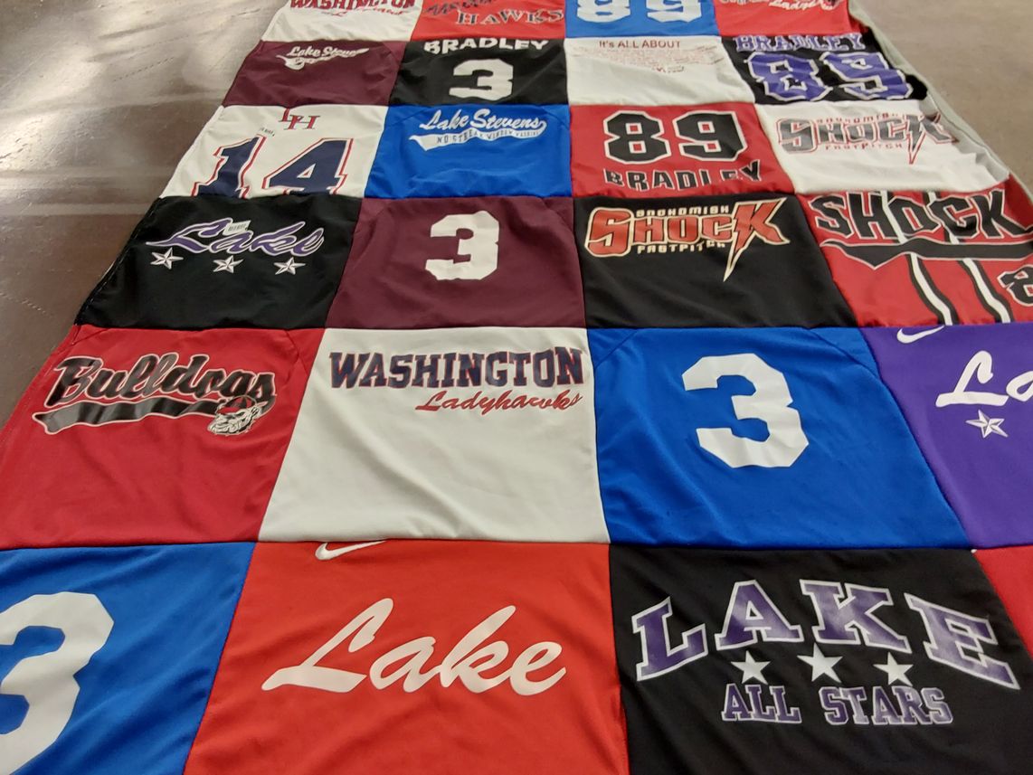 T-shirt quilt featuring bradley bulldogs by Hilary L from WA