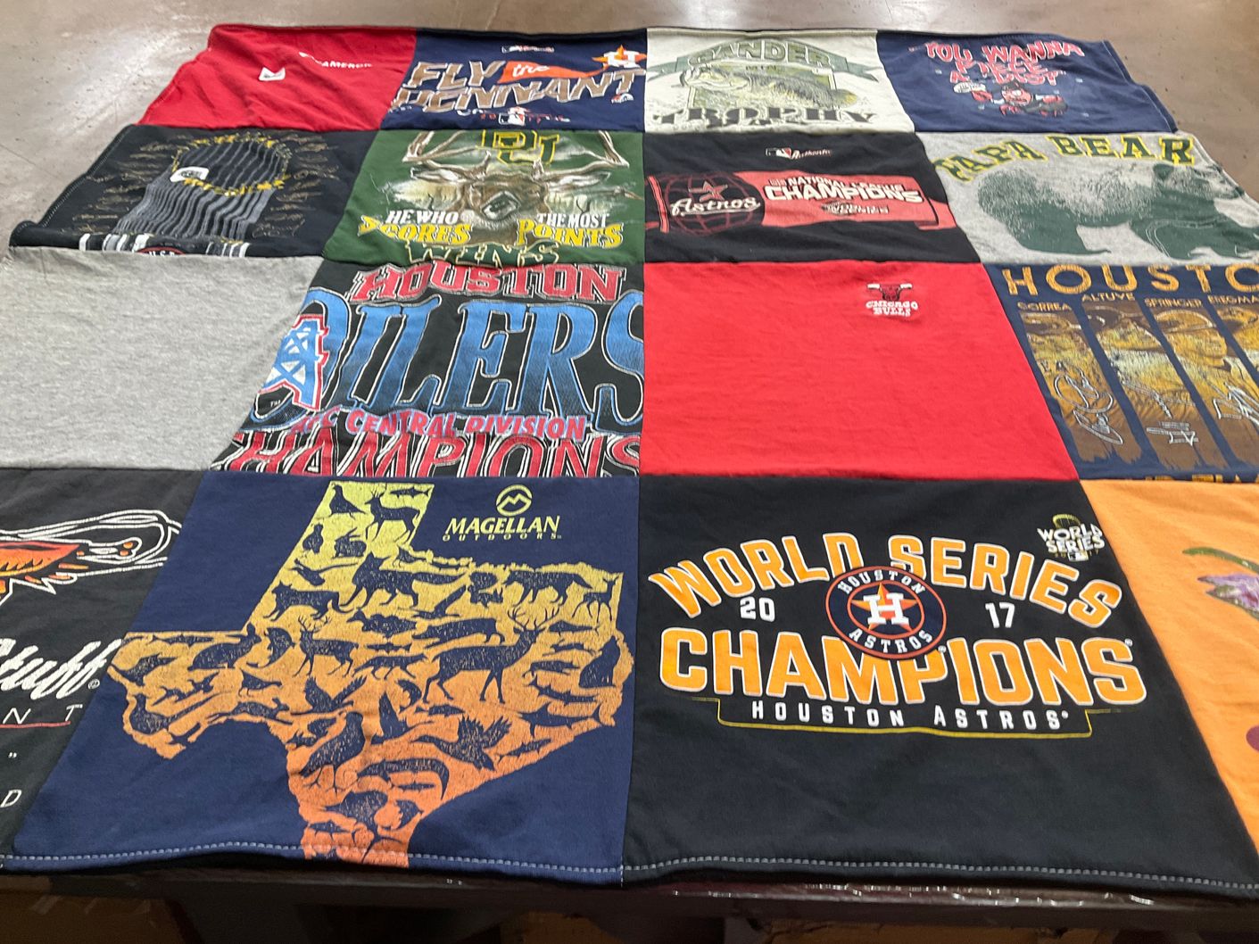 T-shirt quilt featuring houston astros, houston oilers by Kristi from TX