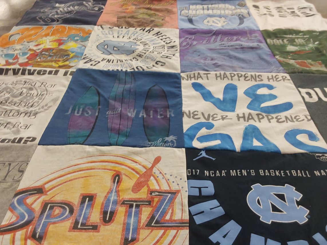 T-shirt quilt featuring university of north carolina men's basketball team by Melissa from NC