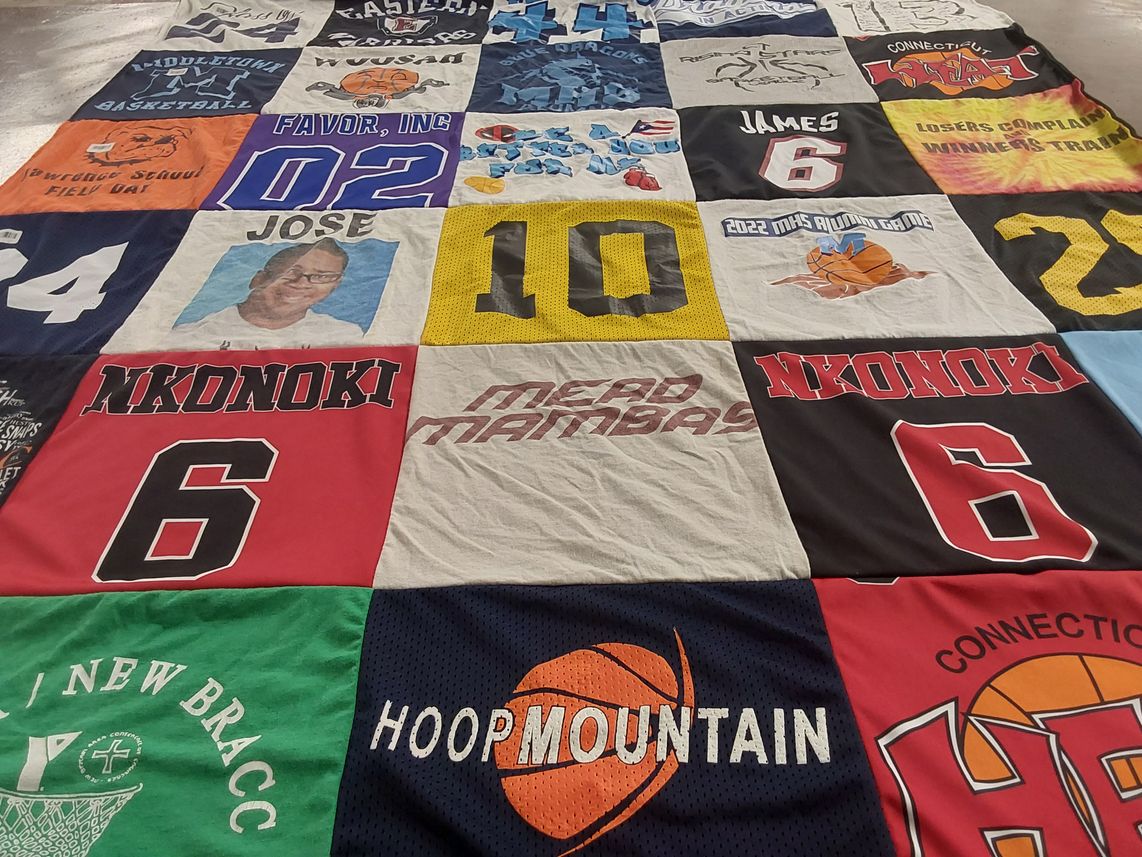 T-shirt quilt from connection high school, new bracc college by Jacqueline from CT