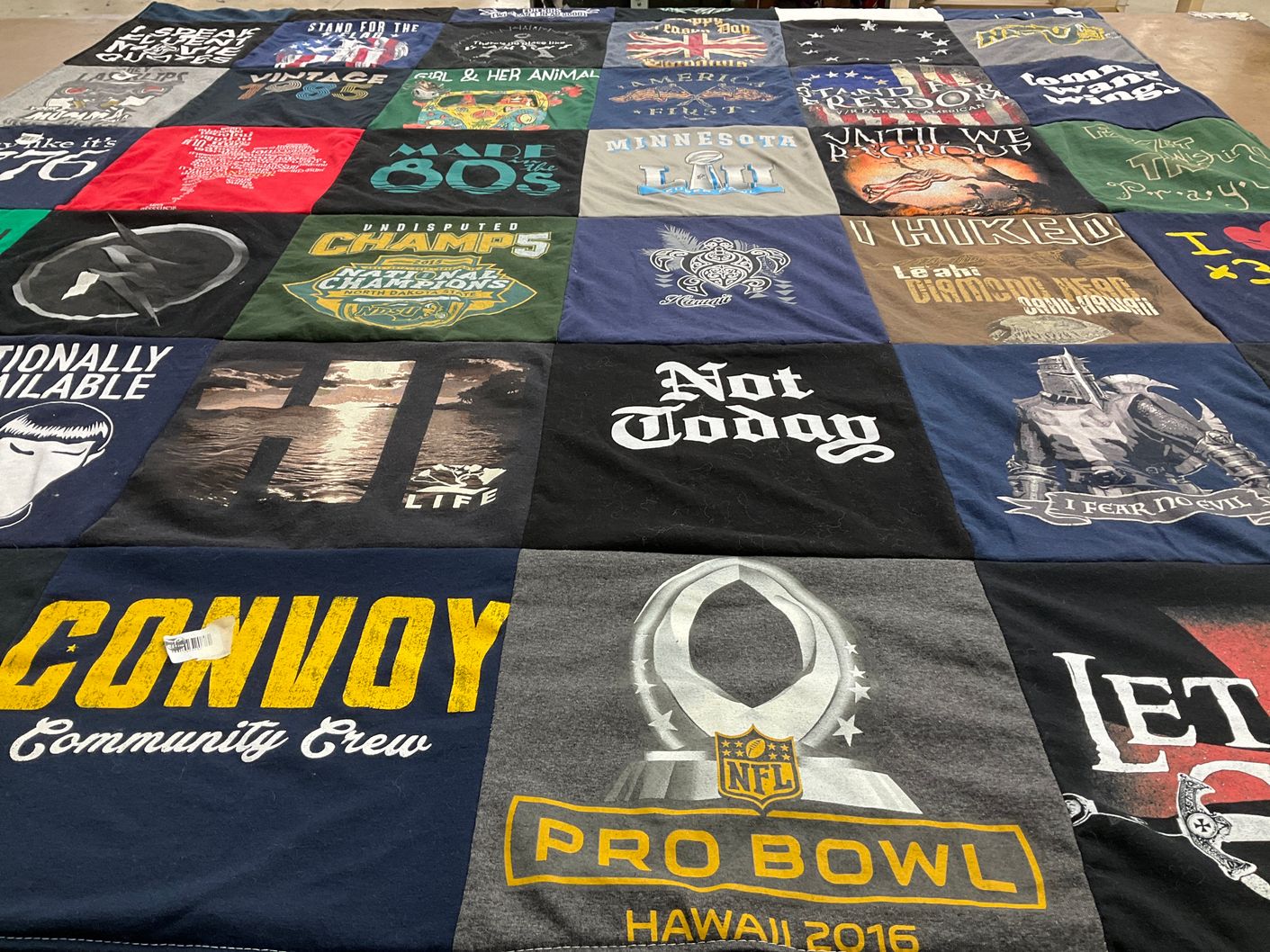 T-shirt quilt with sports, community service themes by Alicia from ND