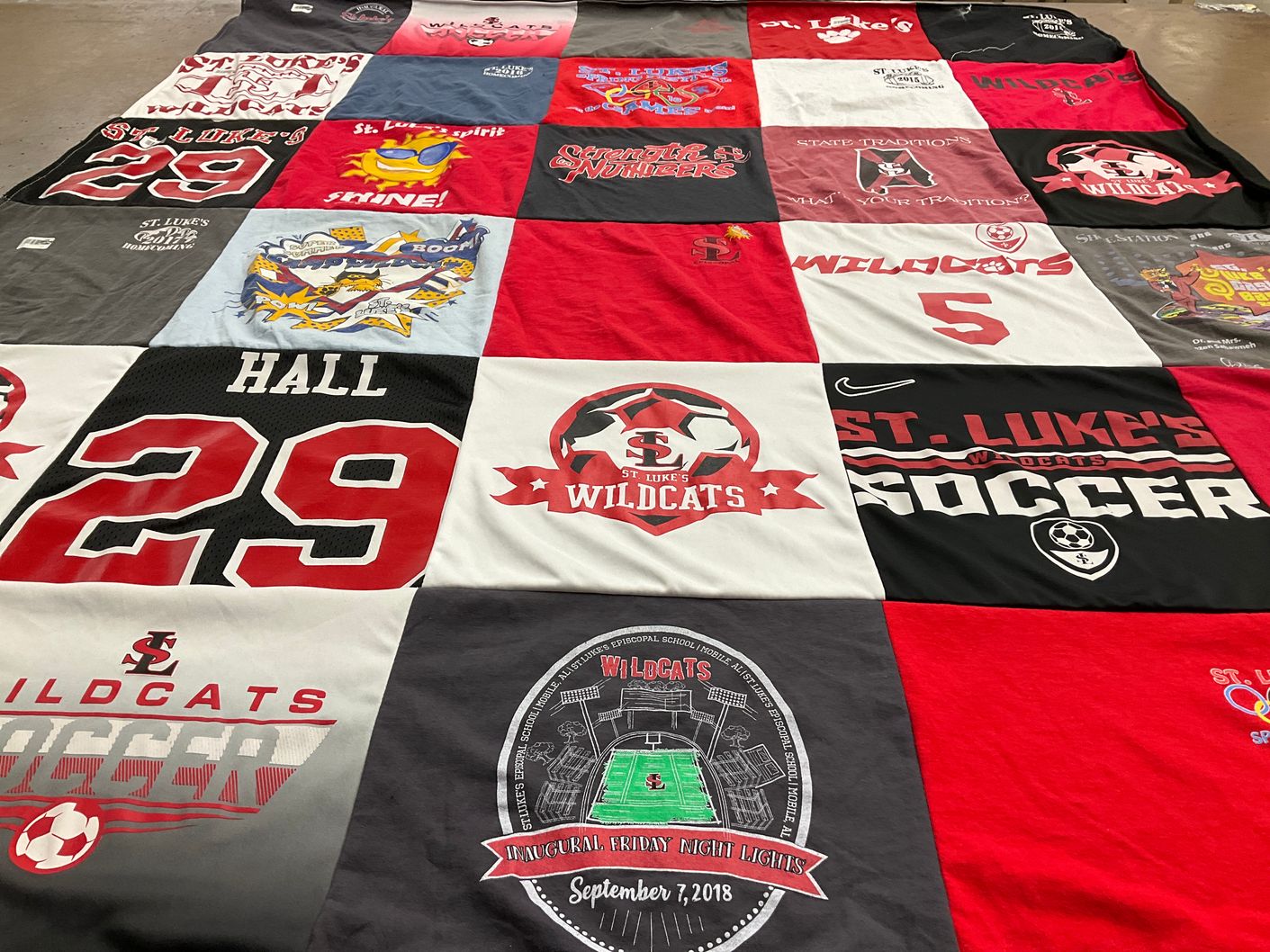 T-shirt quilt featuring st. luke's wildcats soccer by Renee from AL