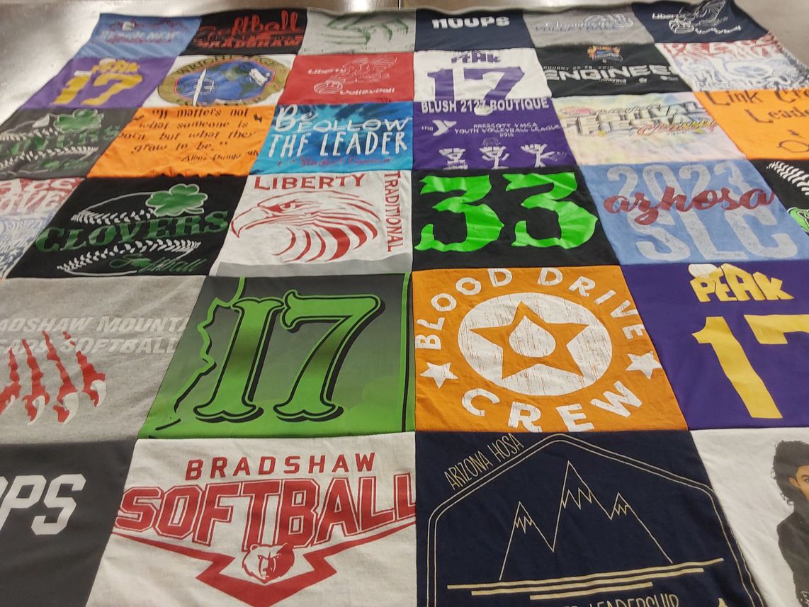 T-shirt quilt featuring bradshaw mountain softball, liberty high school football by Nicole from AZ