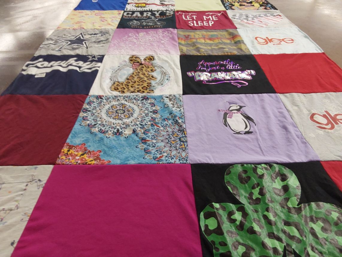 T-shirt quilt with glee club, drama themes by Andrew from AR