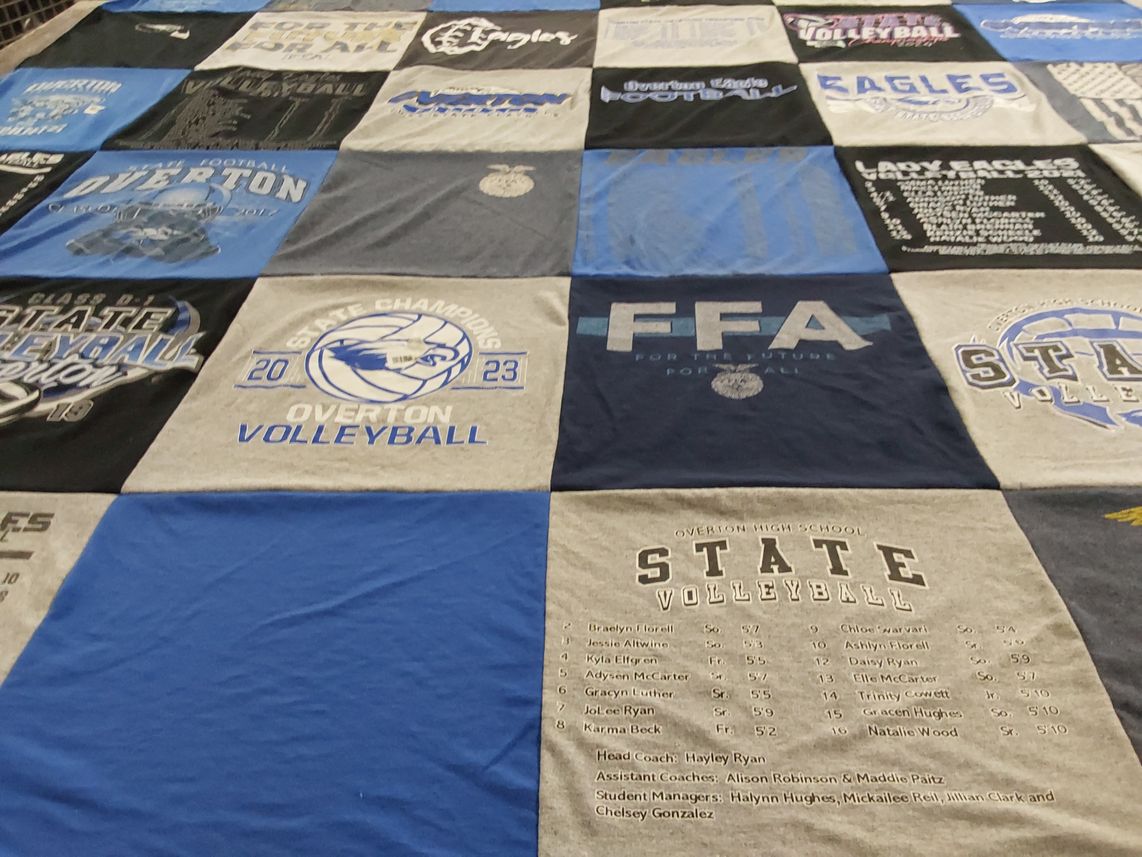 T-shirt quilt featuring overton volleyball by Amy from NE