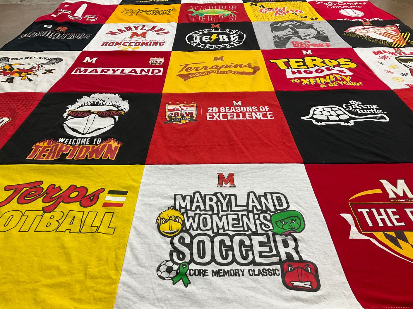T-shirt quilt featuring maryland terrapins football, maryland women's soccer by Brandi from IL